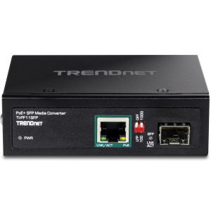 TRENDnet TI-PF11SFP Industrial Gigabit SFP Media Converter, IP30, DIN rail or wall mount